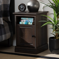 Baxton Studio MH5081-Hazel Walnut-NS Nolan Traditional Transitional Hazel Walnut Brown Finished 1-Door Wood Nightstand